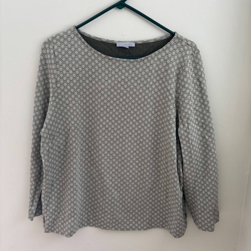 Pure Collection Organic Cotton Scalloped Print Top Size 14